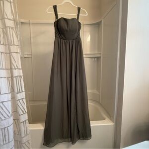 Birdy Grey Chiffon Bridesmaid Maxi Dress – XS – Taupe – Removable Straps
